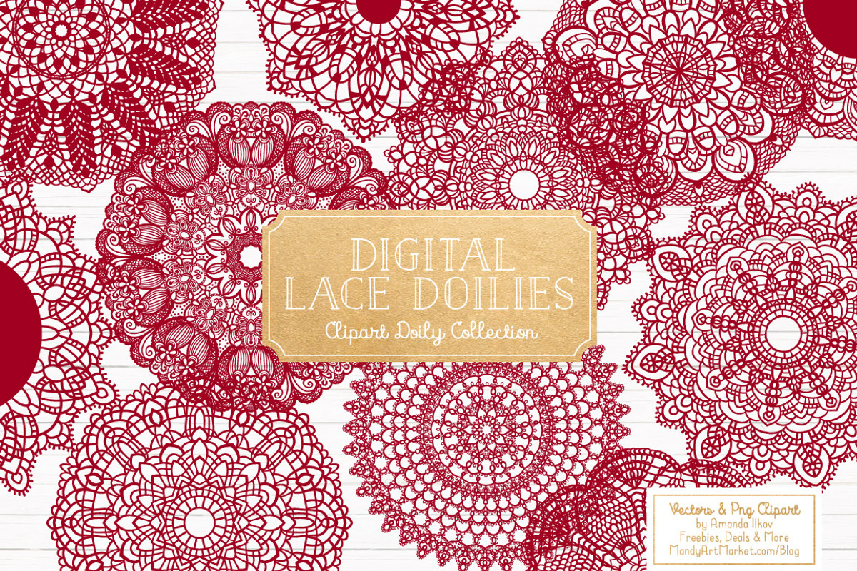 Ruby Vector Doilies & Doily Clipart, an Illustration by Amanda Ilkov (Photo 1 of 4)