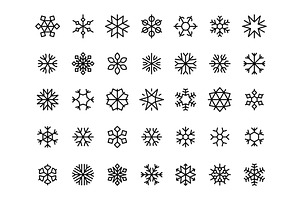 Black Snowflake Symbols. Frozen