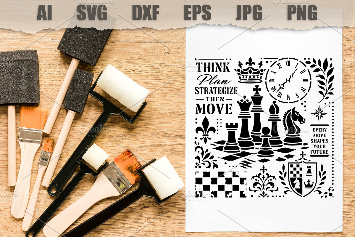 Stencil Chess Strategy Vintage, an Object Illustration by MARYCRAFTIRIA (Photo 2 of 3)