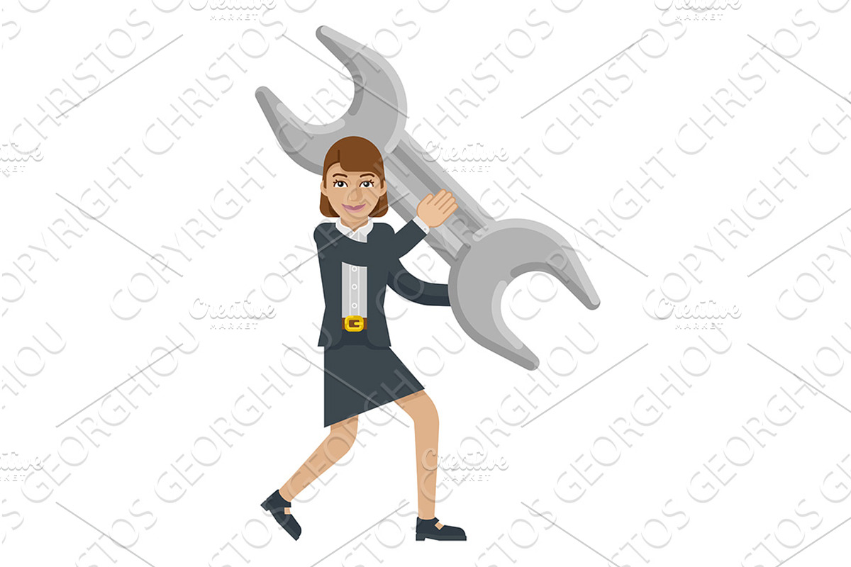 Business Woman Holding Spanner, a Person Illustration by Christos Georghiou