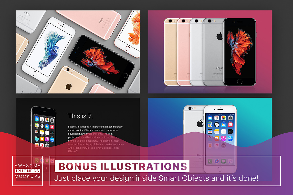 Awesome iPhone 6S Mockups, an iPhone Mockup by Mockups & Illustrations (Photo 8 of 11)