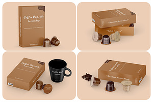 Coffee Capsule with Box Mockups