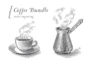 Coffee set engravings, a Decorative Illustration by Irina Trusova (Thumbnail 1 of 3)
