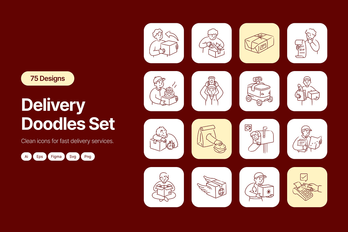 Delivery Hand-Drawn Doodles, an Outline Icon by Vectors Market (Photo 1 of 10)