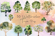 Watercolor tree sublimation clipart, an Object Illustration by Shahjahangdb1 (Thumbnail 1 of 4)