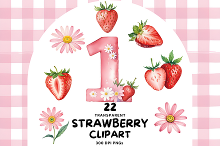 Watercolour Strawberry Clipart, a Decorative Illustration by Coralcreations
