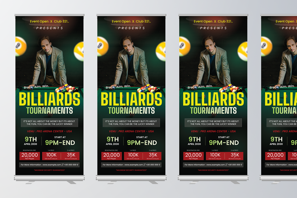 Billiards Tournament Roll Up Banner, a Poster Template by Annora Studio (Photo 3 of 5)