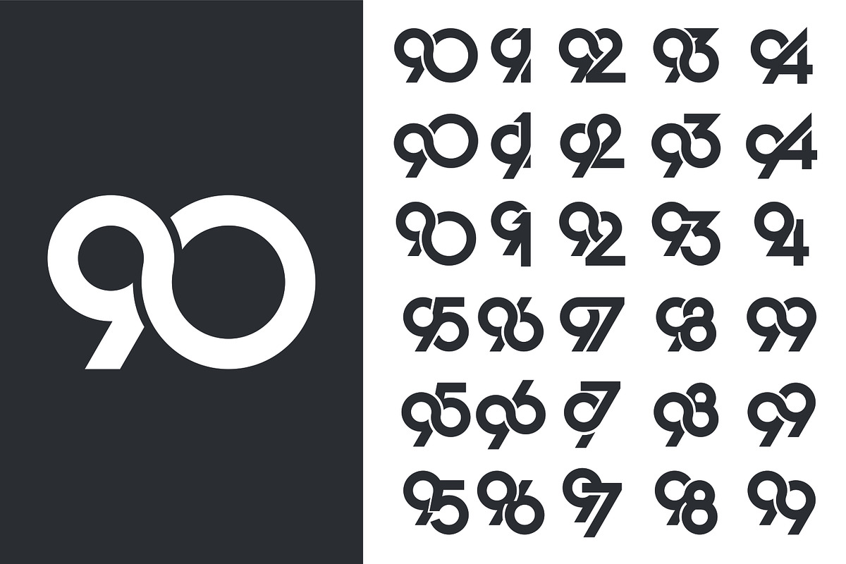 creative number 90 to 99 logo design, a Branding & Logo Template by BARONSTD (Photo 1 of 3)