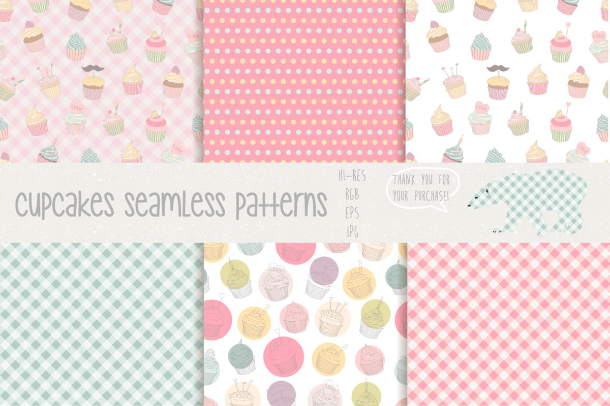 Сupcakes Patterns and Illustration preview 2