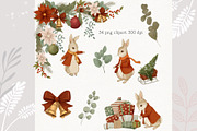 Christmas Peter Rabbit Clipart Set, an Illustration by AlenaVlasko stock Market (Thumbnail 6 of 8)