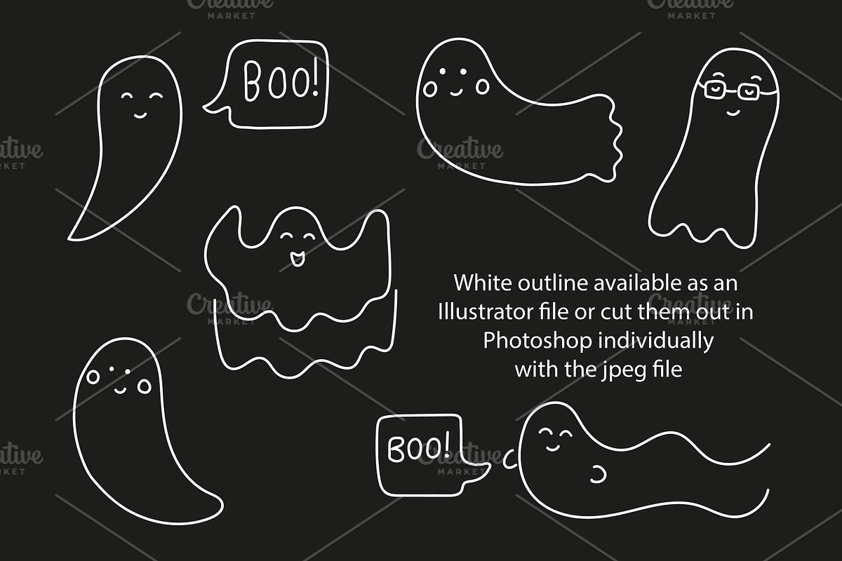 Cute doodle halloween ghosts, a Seasonal Illustration by Liz Pengilley Studio (Photo 3 of 4)