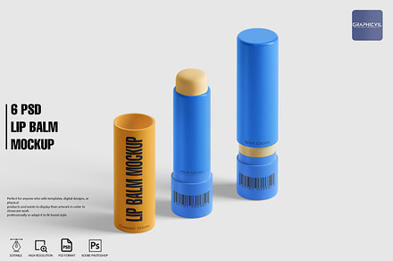 Lip balm Mockup, lipstick mockup, a Merchandise Mockup by GraphicVil