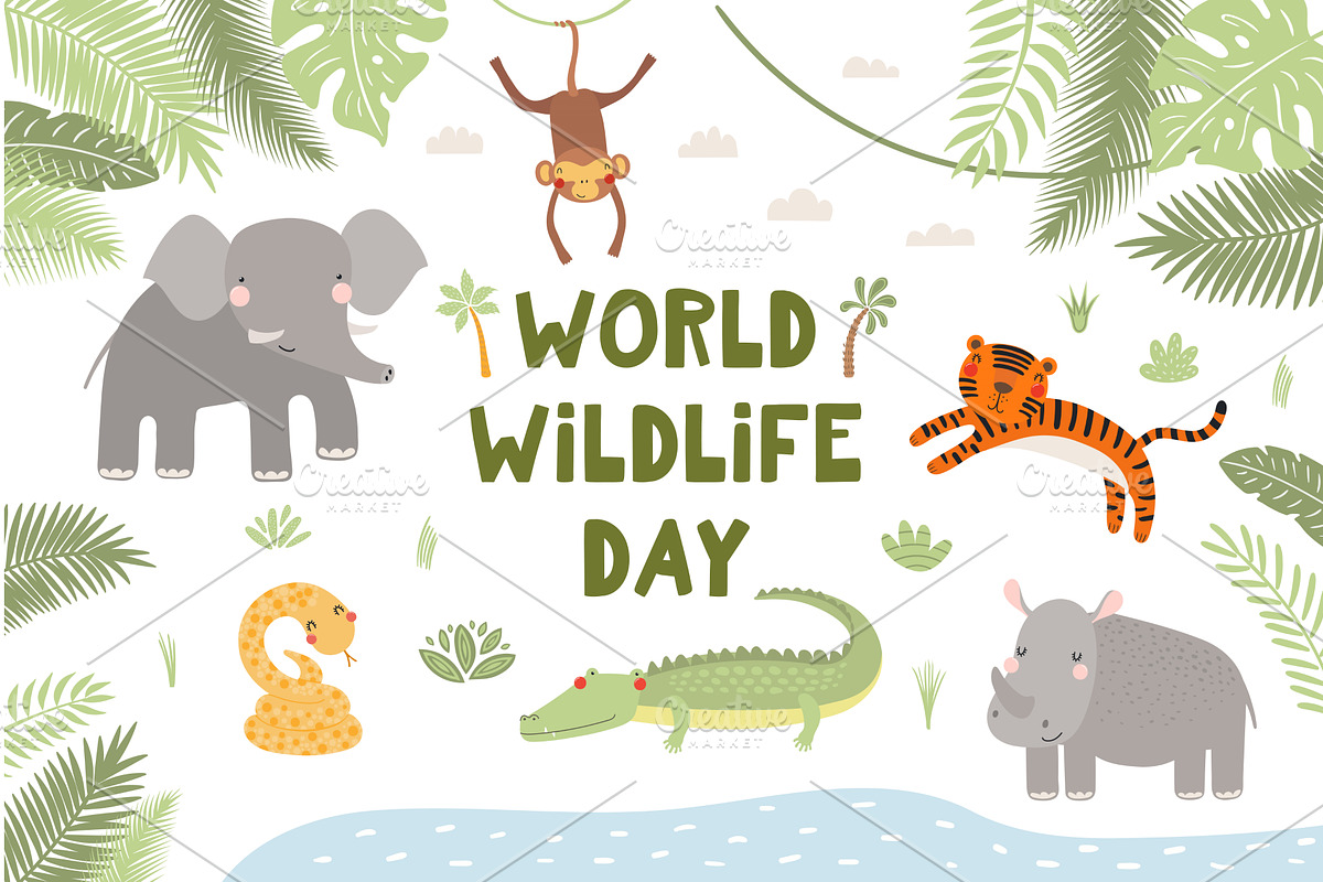World Wildlife Day design with cute, an Animal Illustration by sceptical cactus
