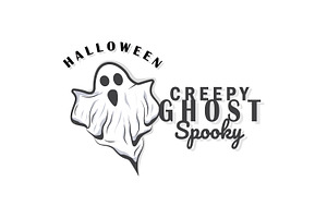 Spooky Ghost Logo Simple Halloween, a Branding & Logo Template by Maylianaw28
