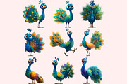 Peacock Clipart PNG Bundle, a Graphic by M9 Design (Thumbnail 5 of 9)