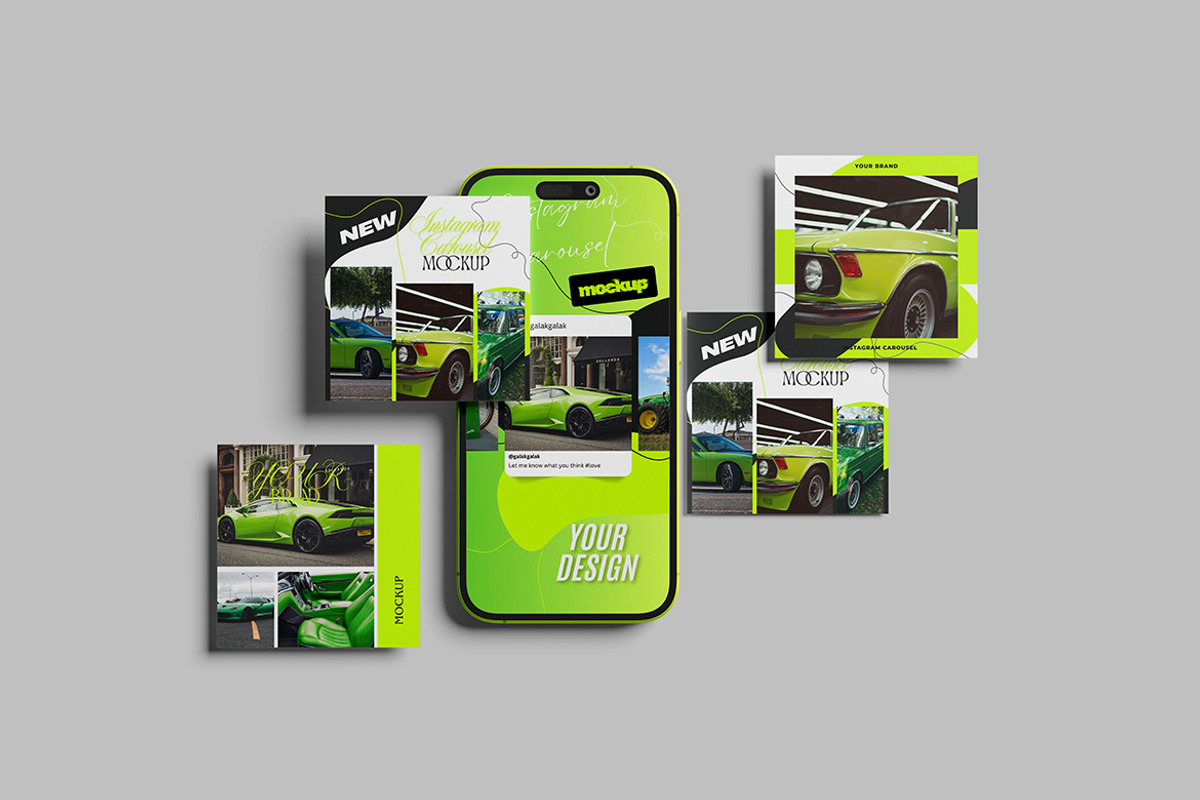 Instagram Carousel Mockup, an Advertising Mockup by Pikachudesign (Photo 2 of 5)