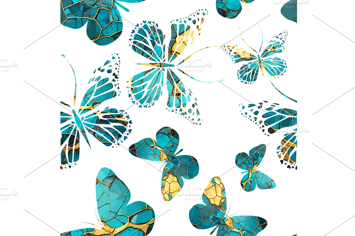 A set of beautiful blue and gold, an Animal Illustration by Nenahliadava Design