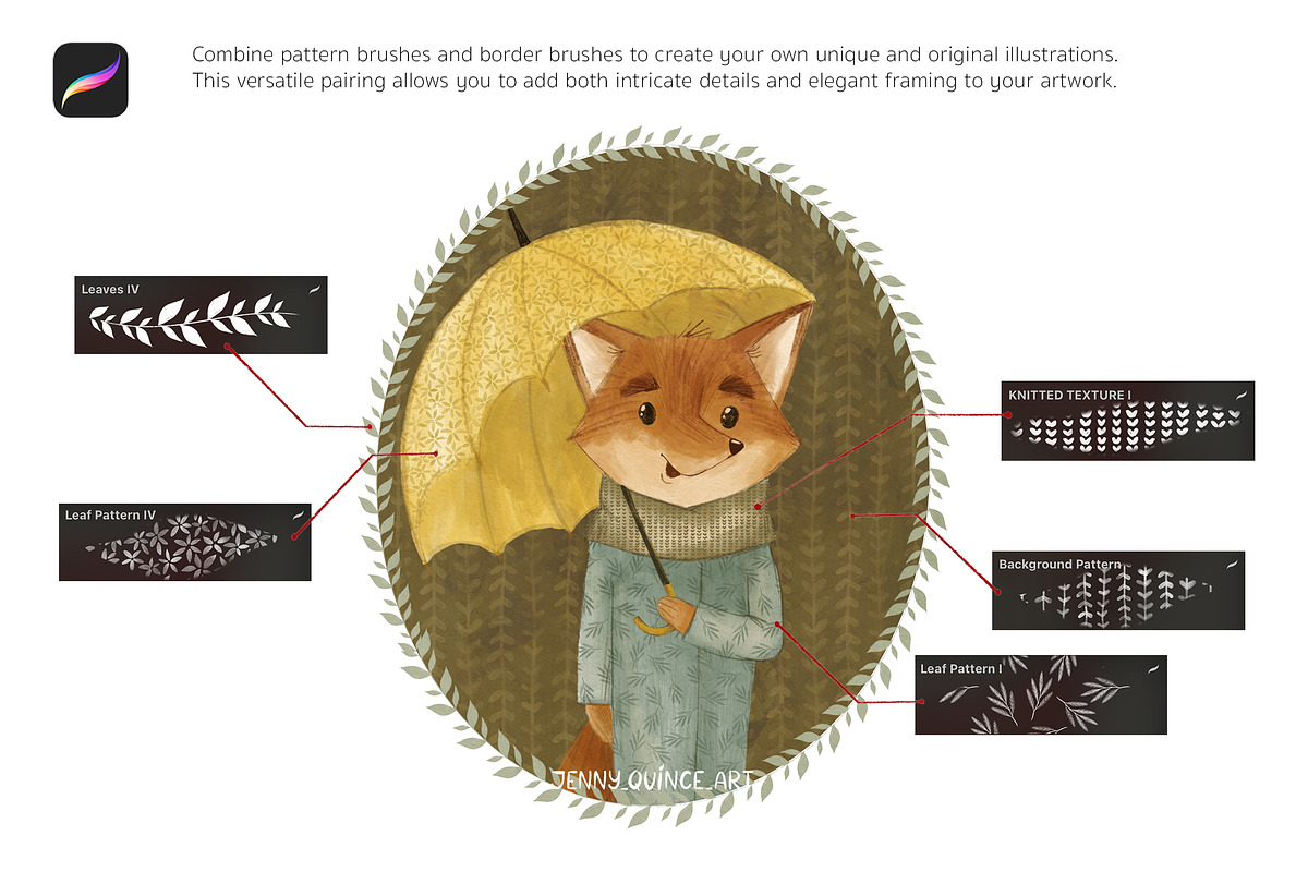 Procreate Brushes - Pattern Brushes, a Brush Add-On by Jenny Quince (Photo 10 of 13)