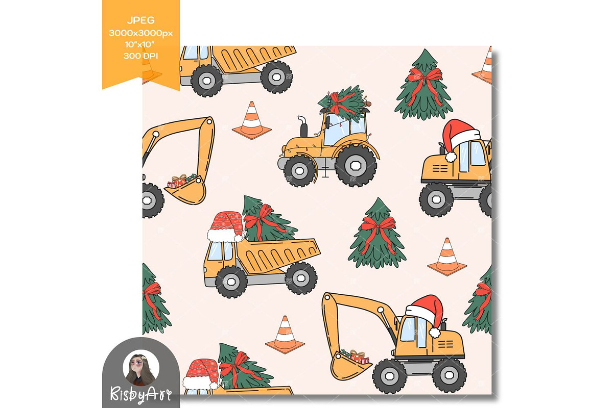 Christmas Construction Seamless File, a Pattern Graphic by KisbyArt (Photo 2 of 3)