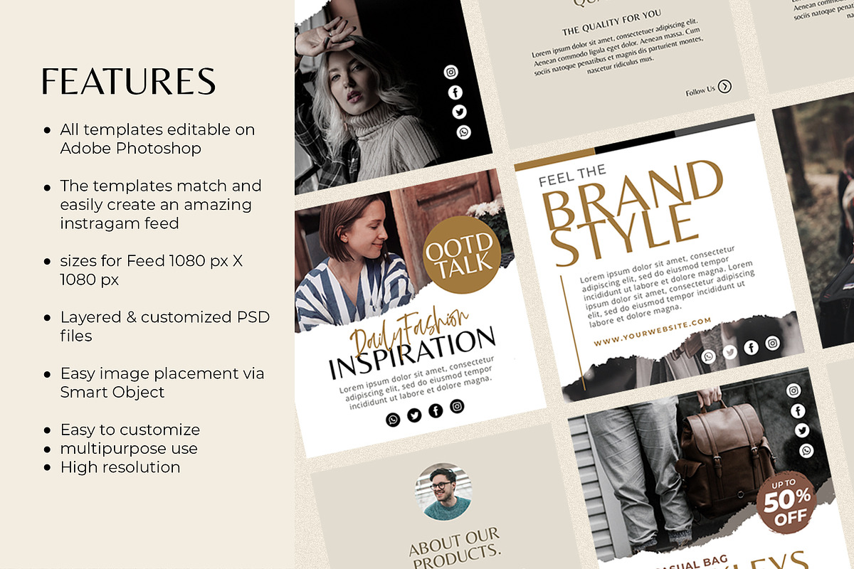 Kylena-Instagram Template Pack, a Social Media Template by Godbless Studio (Photo 2 of 10)
