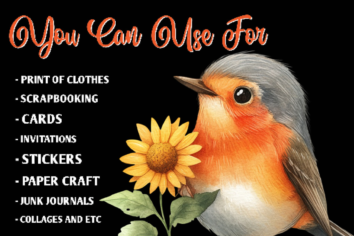 Autumn American Robin Bird Clipart, an Illustration by CreationArt (Photo 5 of 9)