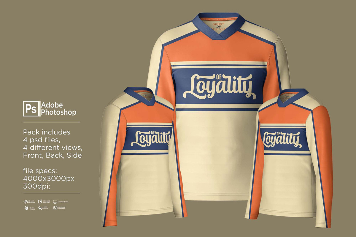 T-Shirt V-Neck Long Sleeve Mockup, a Shirt Mockup by Nanggroe Scripting (Photo 2 of 7)