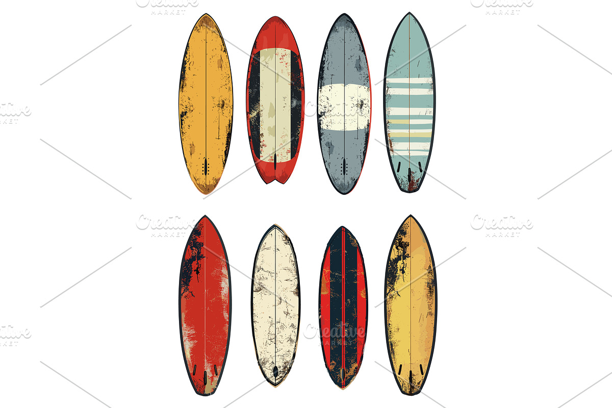 Surfboards grunge texture vintage, an Illustration by Stock-Smart-Start