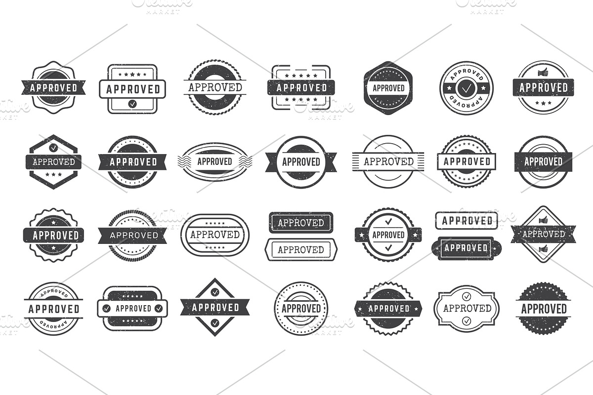 Approved stamp. Grunge textured, an Object Illustration by Onyx