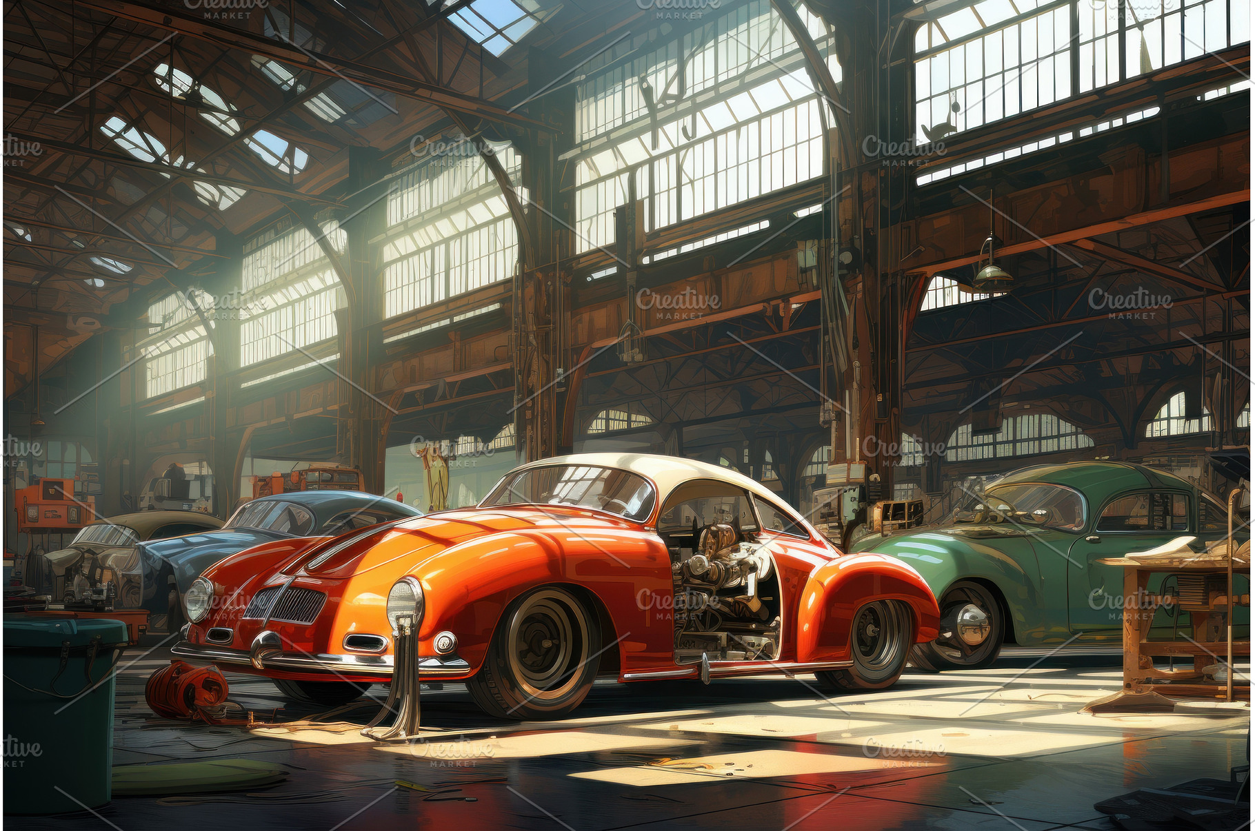 Clean Modern cars factory. Generate, an Industrial Photo by Ylivdesign
