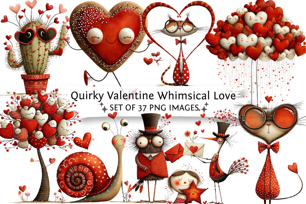 Quirky Valentine Whimsical Love Clip, an Illustration by DreamPrint404 (Photo 1 of 6)