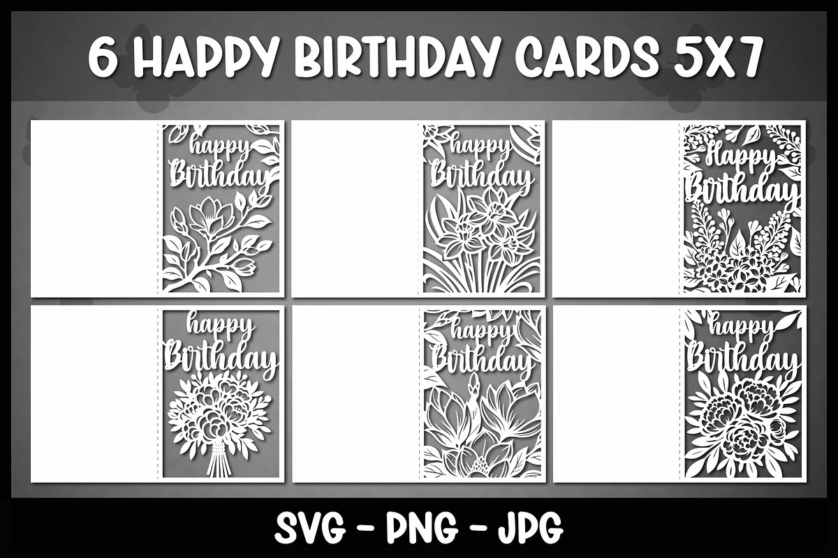 6 Floral Happy Birthday cards, a Graphic by Reddish Design (Photo 1 of 7)