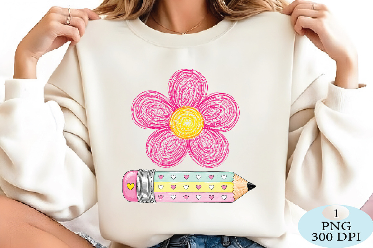 Doodle Flower & Heart Pencil PNG, a Seasonal Illustration by Daily.Designs (Photo 2 of 5)