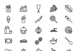 50 Food & Drinks Line Icon Set