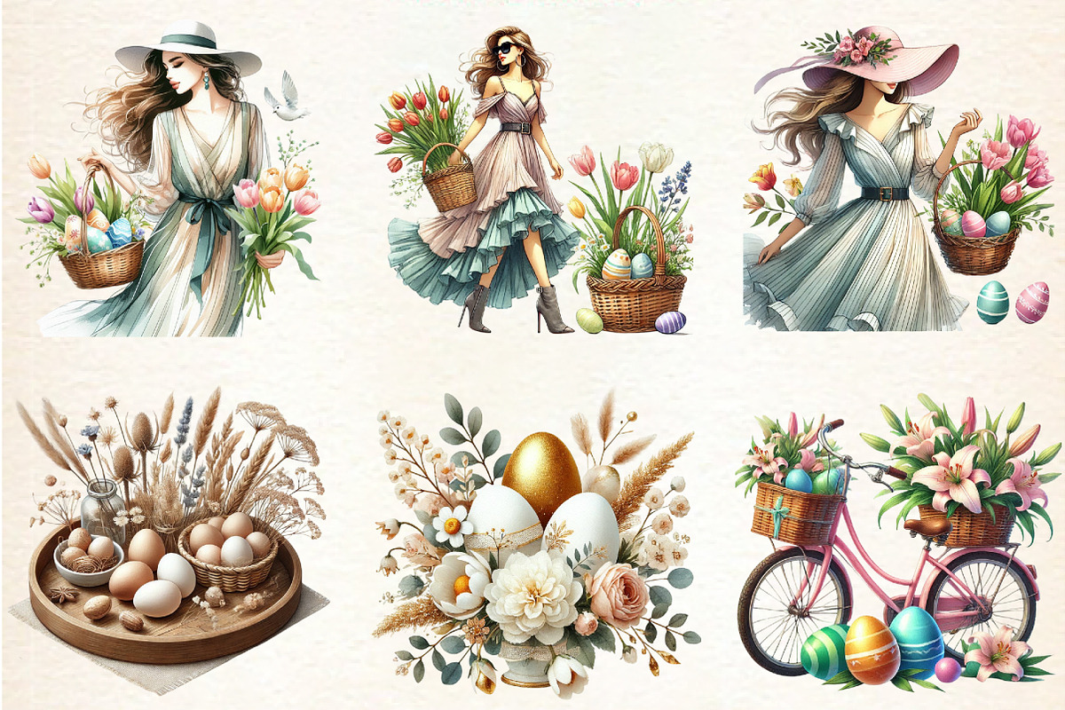 Aesthetic Easter Sublimation Clipart, an Illustration by DreamArtGraphic (Photo 4 of 4)