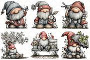 Whimsical Silver Spring Gnome, an Illustration by Black Bird Studio (Thumbnail 3 of 5)