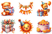 Kids Orange Birthday Watercolor PNG, an Illustration by SinaCreation (Thumbnail 2 of 5)