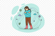 Woman Feeling Sad and Unwell, a Person Illustration by Partikusi Design (Thumbnail 3 of 3)