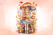 Autumn Fall Fairy Watercolor Clipart, a Seasonal Illustration by Craft Nest (Thumbnail 4 of 5)