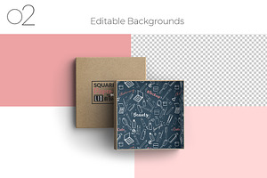 Square Kraft Paper Gift Box Mockup