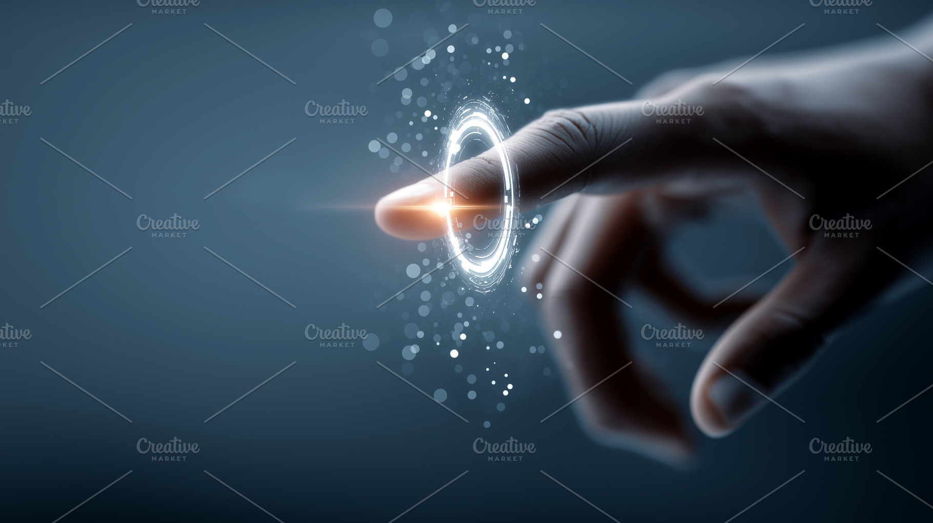 Futuristic Interaction Hand Touching, a Technology Photo by Ocean Digital Art