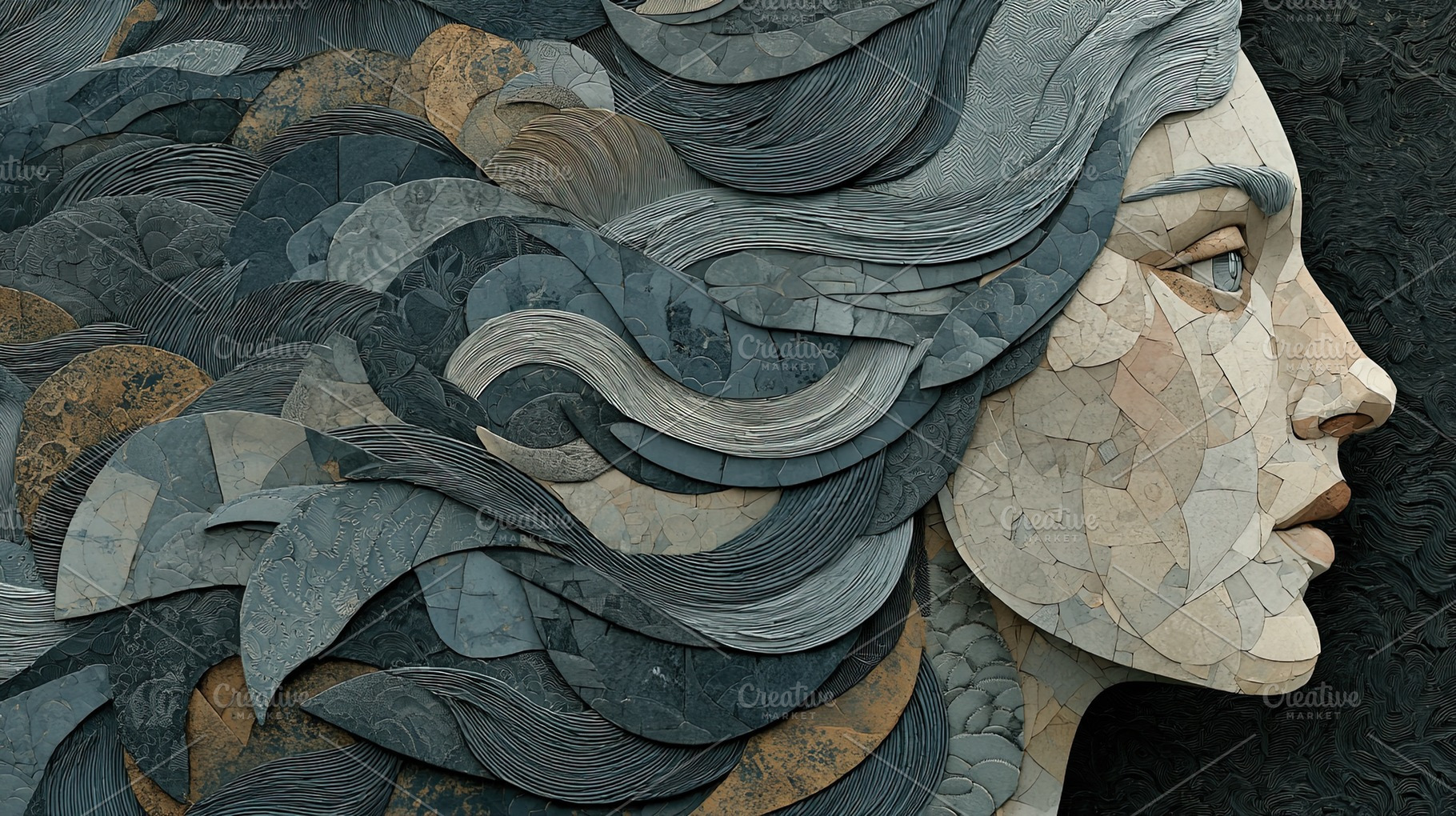 Artistic Mosaic Woman Portrait, a Person Photo by Ales Munt