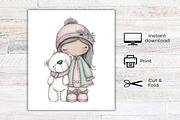 Christmas Little Girl Clipart Bundle, an Illustration by Canvas Craft (Thumbnail 8 of 8)