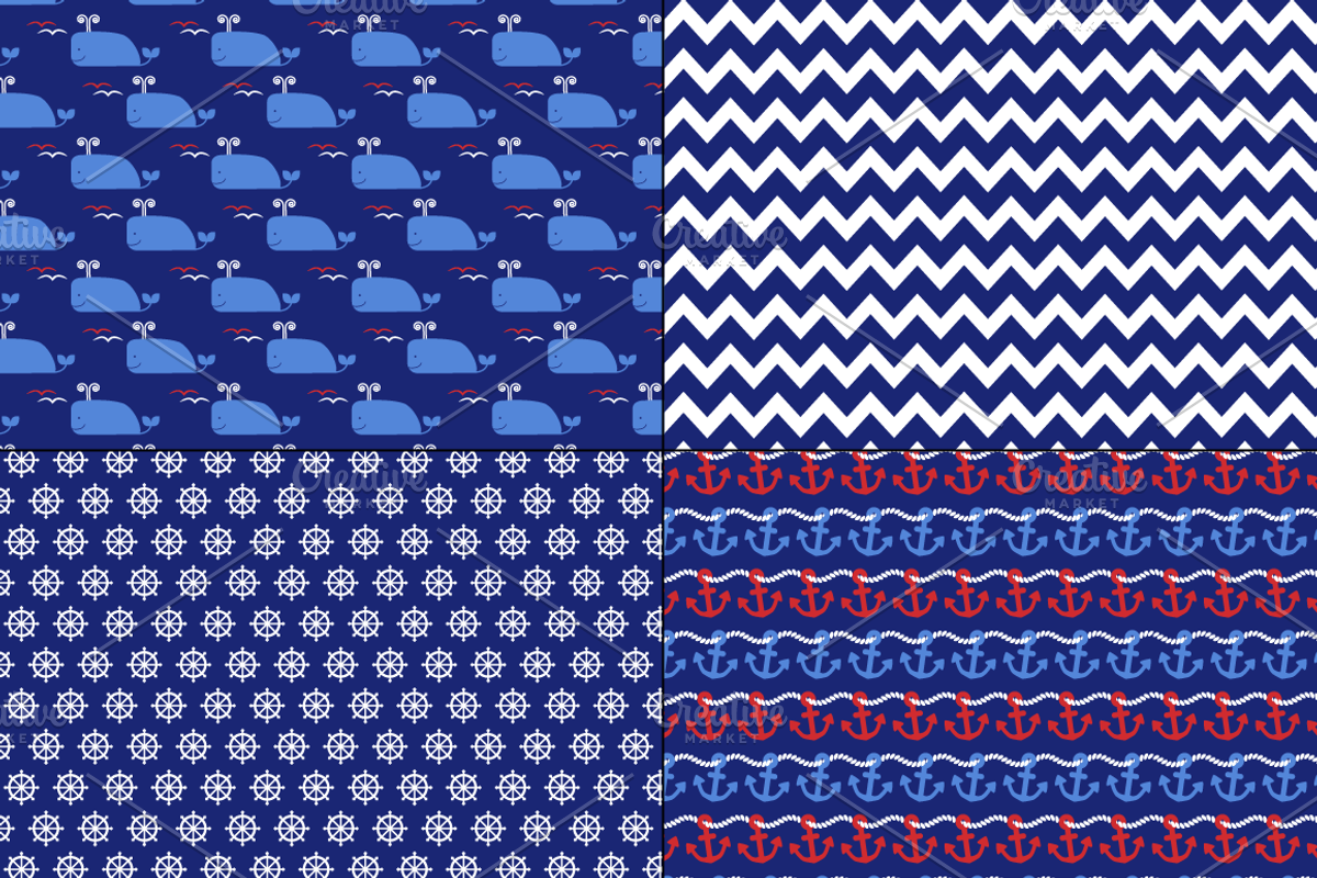 Seamless Nautical Patterns preview 4