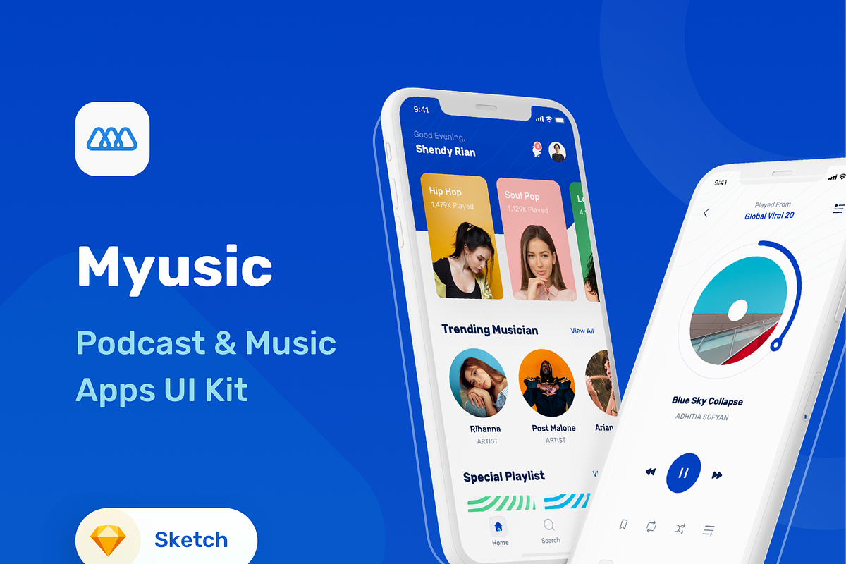 Myusic - Music & Podcast UI Kit, an App Template by Designspace (Photo 7 of 9)