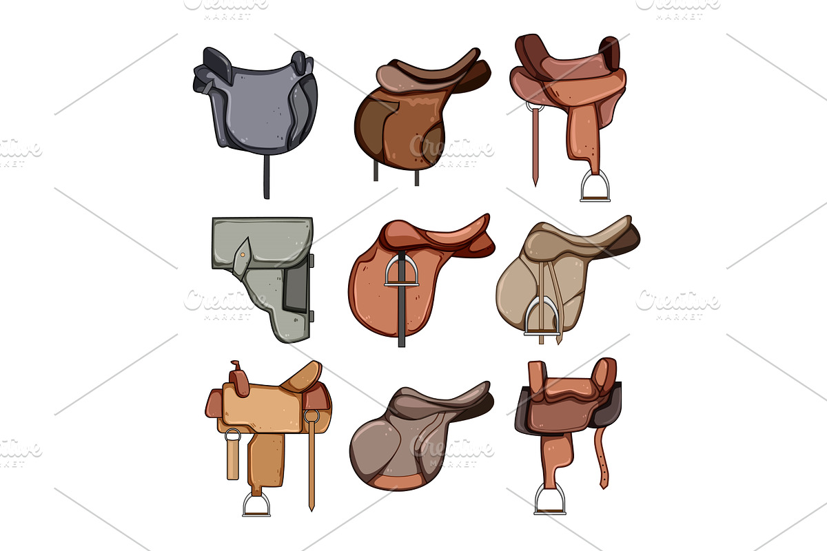 saddle set cartoon vector, an Object Illustration by pikepicture
