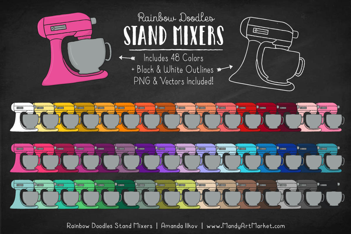 Rainbow Doodles Stand Mixer Clipart, an Illustration by Amanda Ilkov (Photo 2 of 3)