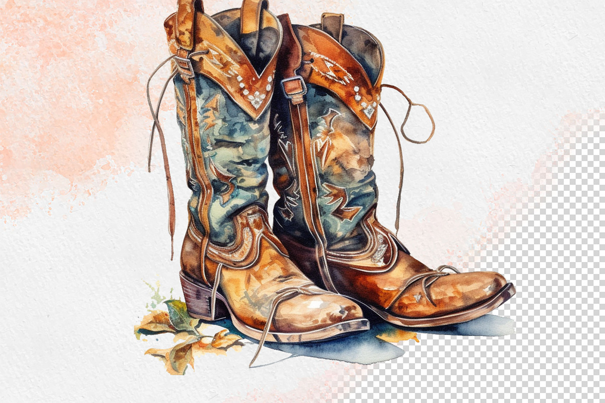 Western Flowers Boots Watercolor PNG, an Object Illustration by iloveTemplate (Photo 14 of 14)