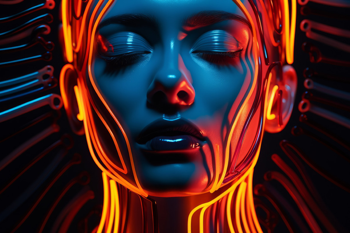 Neon faces, a Person Illustration by Handmadefont