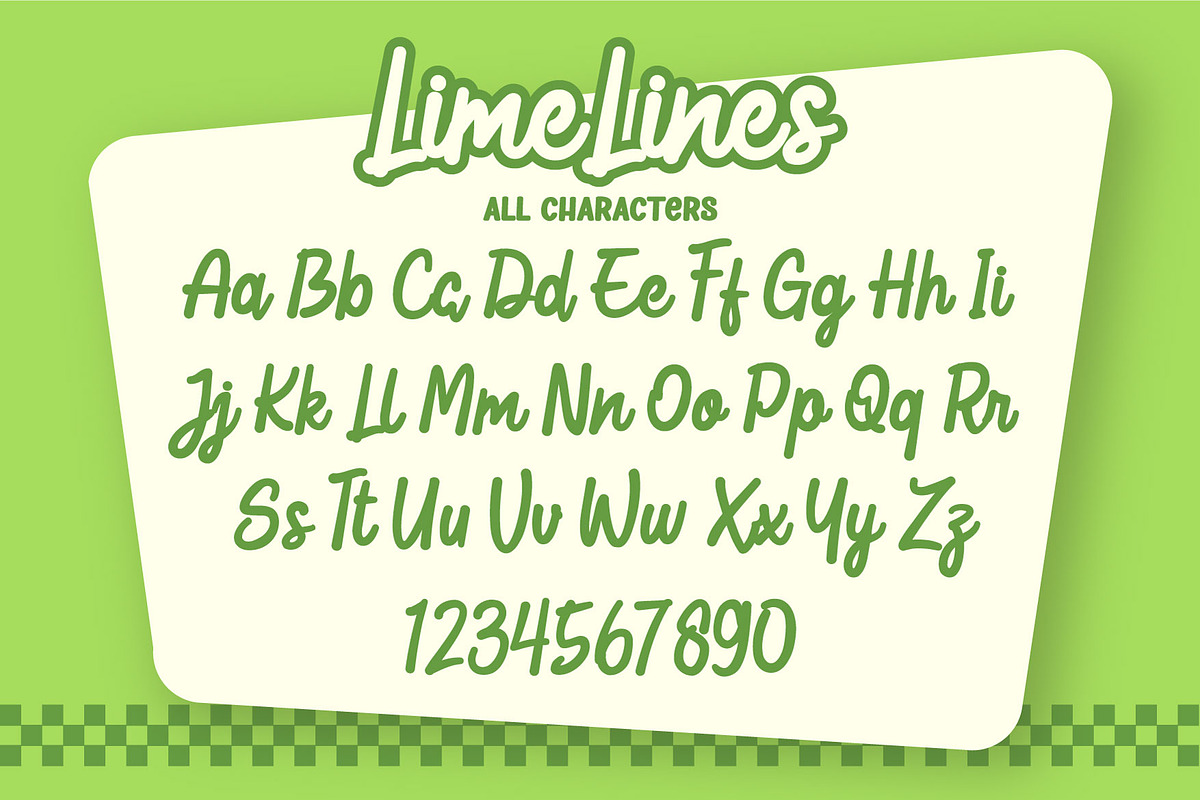 Lime Lines a Script Cartoon Font, a Script Font by Rasiorise Studio (Photo 3 of 11)