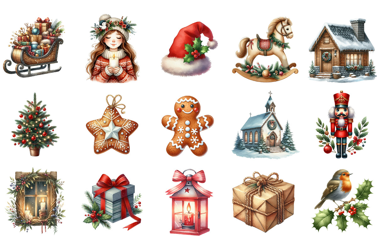 Cozy Christmas Clipart, an Illustration by Designking (Photo 3 of 5)